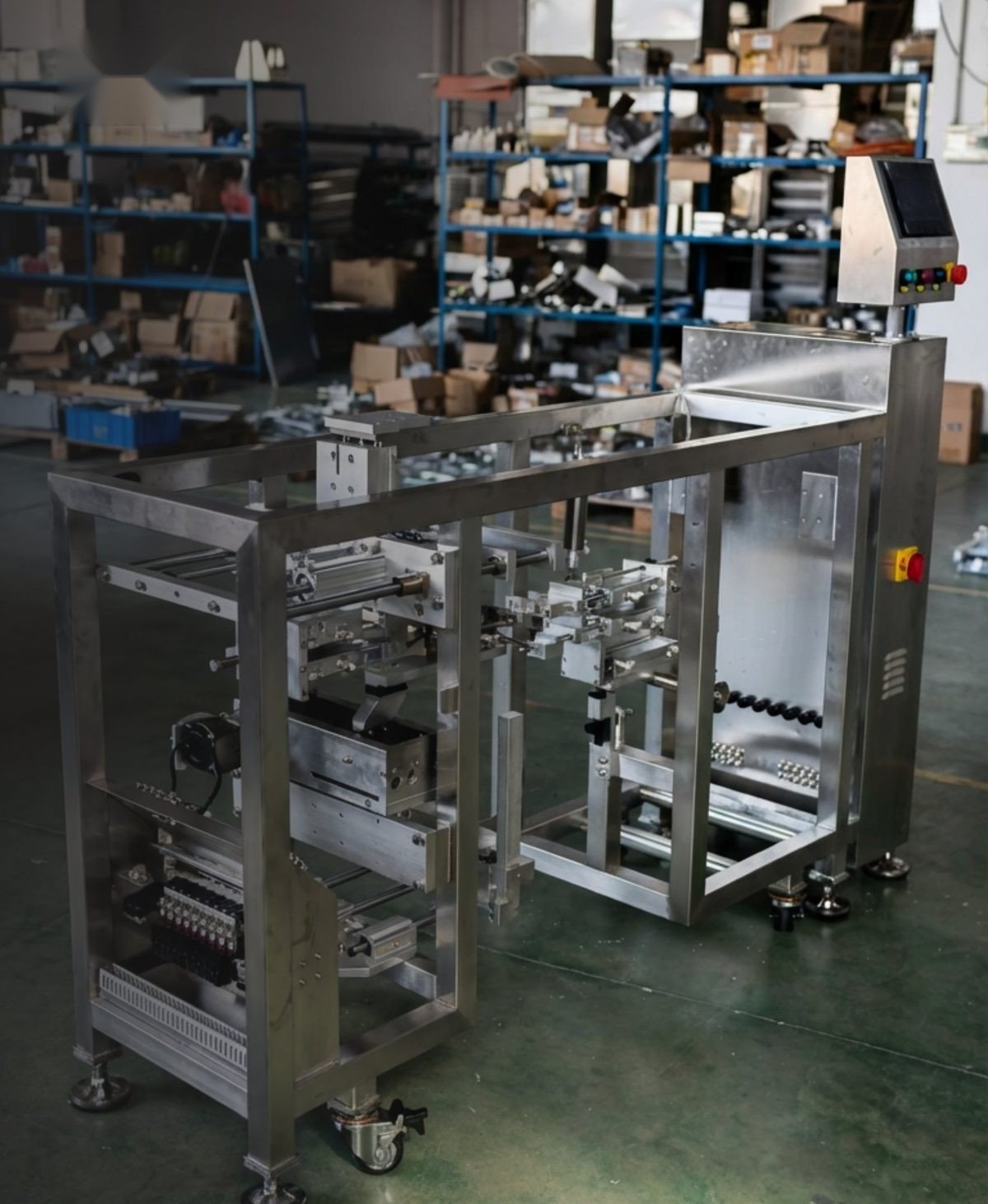 Stainless frame of the pouch machine during build