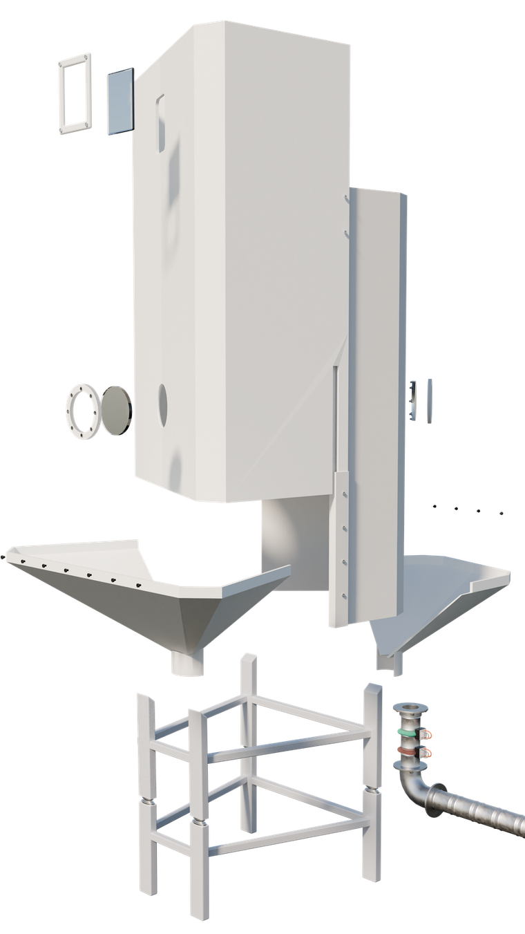 Single XJENINGS HEX silo unit on a transparent background showing the hexagonal tapered body and stand